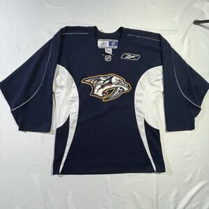 Reebok NHL Nashville Predators Hockey Jersey Navy Blue & White Adult Small Sewn